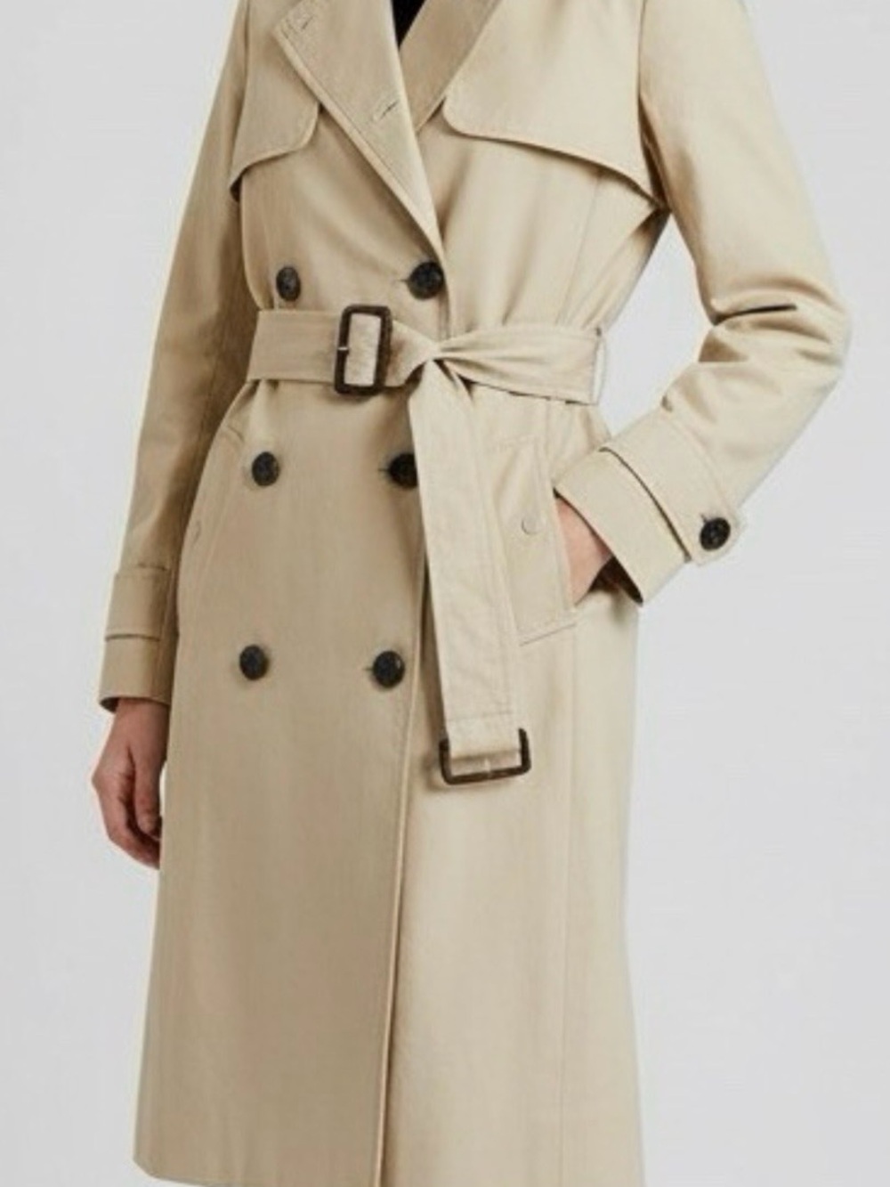 J. Crew Beige Double-Breasted Belted Trench Coat